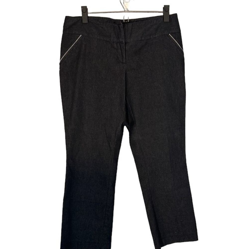 Chapter One Women’s Black Straight Leg Career Slacks with Zipper Detail Size 10